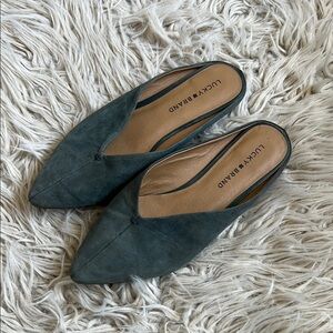 Lucky Brand Green Suede Mules